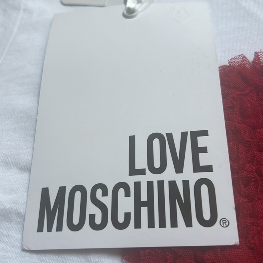 Moschino heart ruffle T shirt oversized size 2 USA or 38 euro NEW - Picture 4 of 5